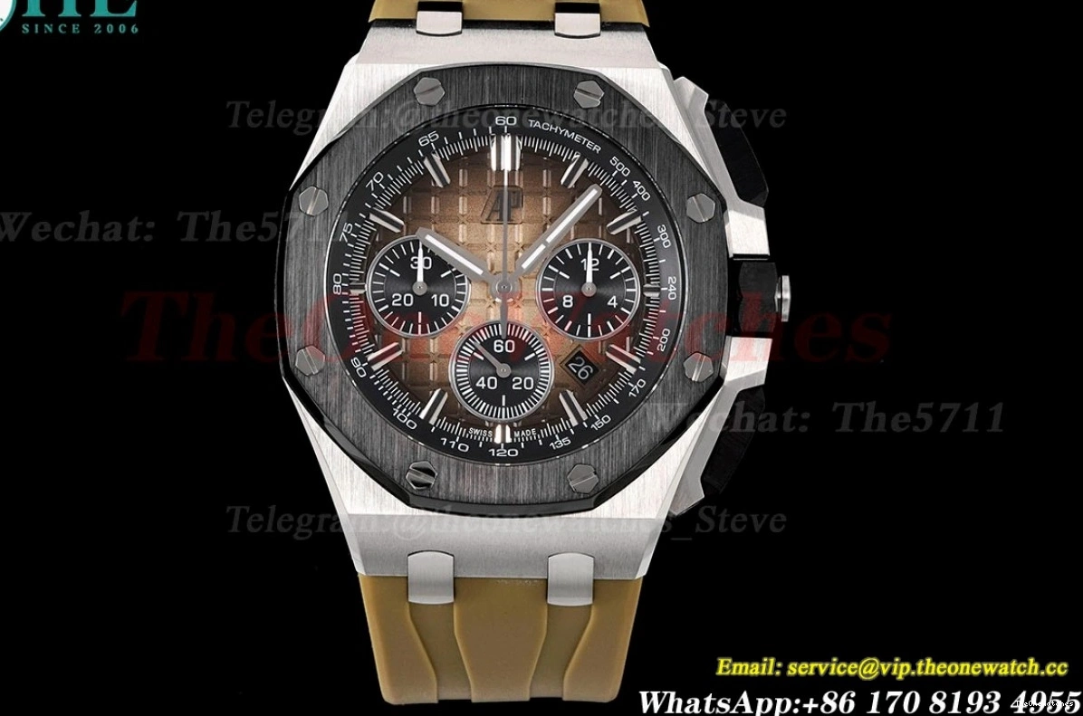 APF Brown Oak SS 43mm Offshore Black Royal RU Chrono A7750 0402